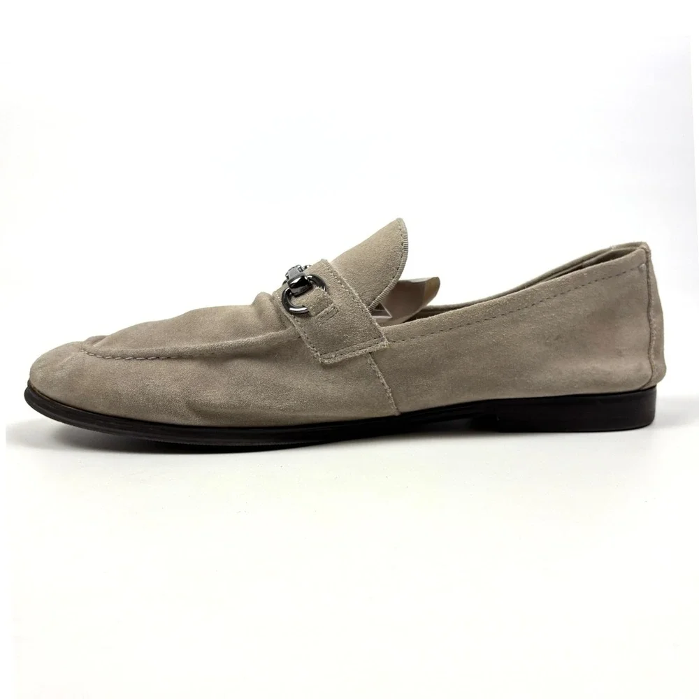 Aldo Traveller Bit Loafers Mens Sz 10.5 Light Grey Suede Dress Casual Minimalist